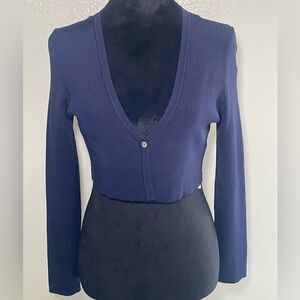 Zara Navy Blue Ribbed Cardigan